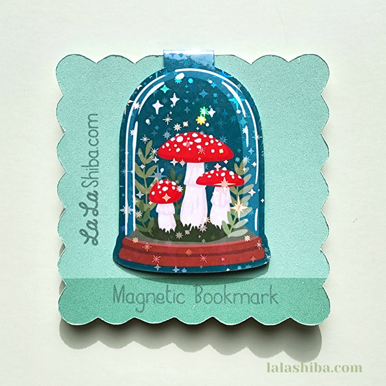 Mushroom Terrarium Magnetic Bookmark, Toad Stool Bookmark, Shipped