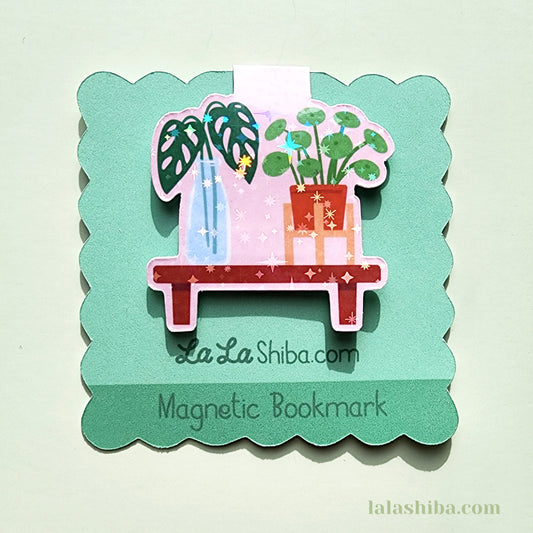 Plant Shelf Magnetic Bookmark, House Plants Bookmark, Shipped