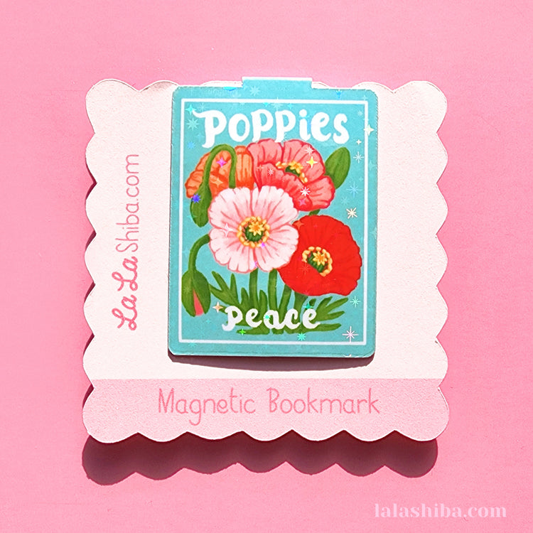 Poppy Flower Seed Packet Magnetic Bookmark