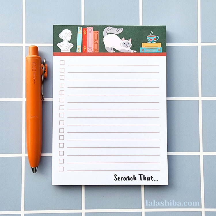 Scratch That Notepad, To-Do List, A6 Notepad, Stationary Gift, Cat Notepad, Shipped Notepad, Handmade notepad