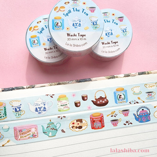 Spill The Tea Washi Tape 20mm, Tea Washi Tape, Decorative Tape, Masking Tape, Stationery gift, Shipped item