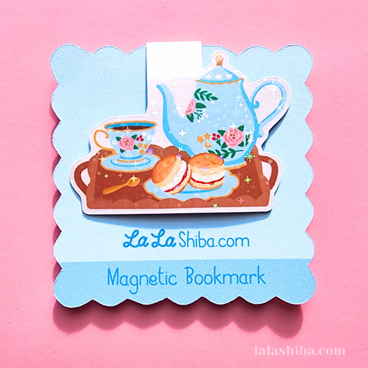 Tea Tray with Tea Pot Magnetic Bookmark, Afternoon Tea Bookmark, Shipped