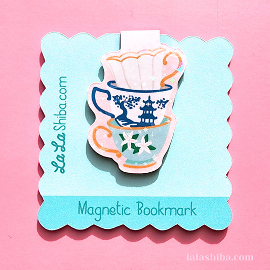 Teacups Magnetic Bookmark, Afternoon Tea Bookmark, Shipped