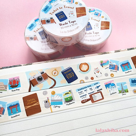 Ticket to Travel Washi Tape 20mm, Travel Washi Tape, Decorative Tape, Masking Tape, Stationery gift, Shipped item
