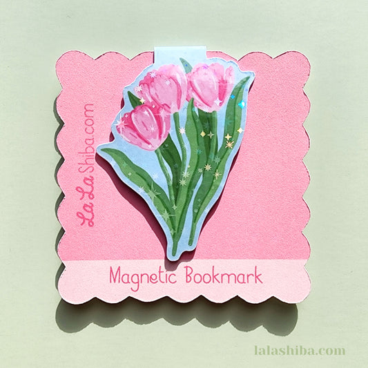 Tulips Magnetic Bookmark, Flower Bookmark, Shipped